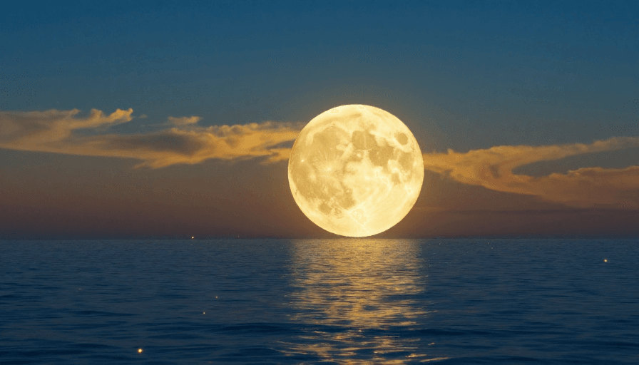 冷暖色调素材：月夜海景：高清柔光摄影艺术