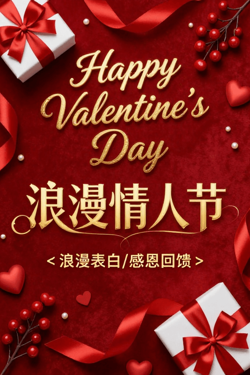 情人节素材：红色丝绒浪漫情人节奢华海报设计