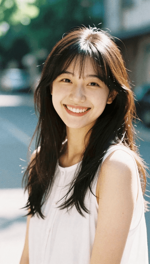 青春活力素材：日系胶片少女：阳光笑容下的青春活力