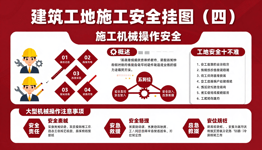 信息图表素材：施工安全专业指导：机械操作规范与安全须知