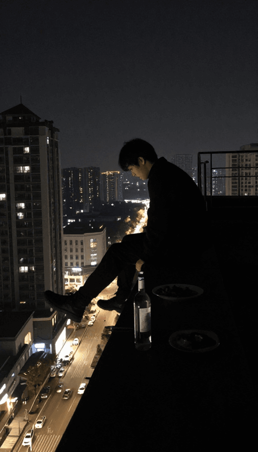 情绪表达素材：深夜楼顶：孤独的颓废与未竟的抉择