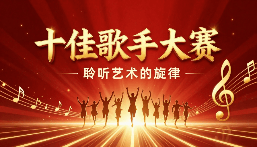 十佳歌手大赛素材：红金璀璨·十佳歌手盛典海报