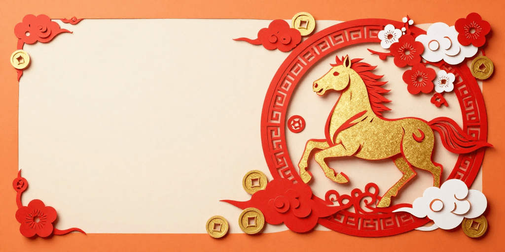 奔马图案素材：中国风剪纸奔马祥瑞艺术背景图