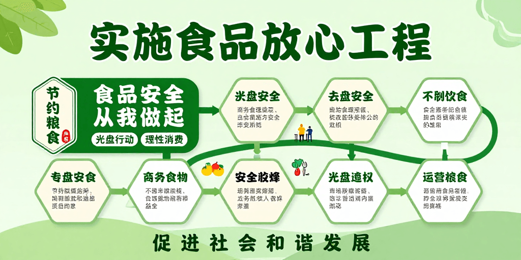 平面设计素材：绿色主题食品安全宣传海报：实施放心工程