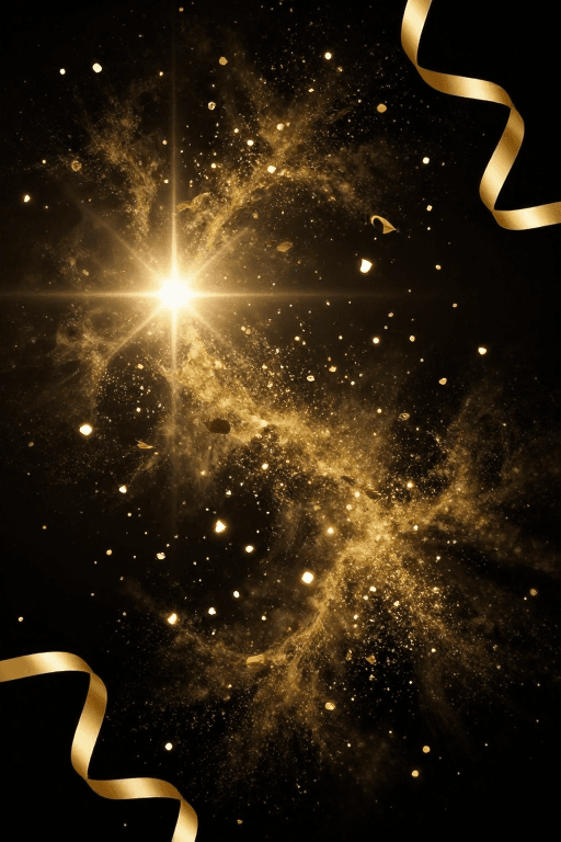 金色粒子素材：璀璨金辉：梦幻宇宙庆典背景