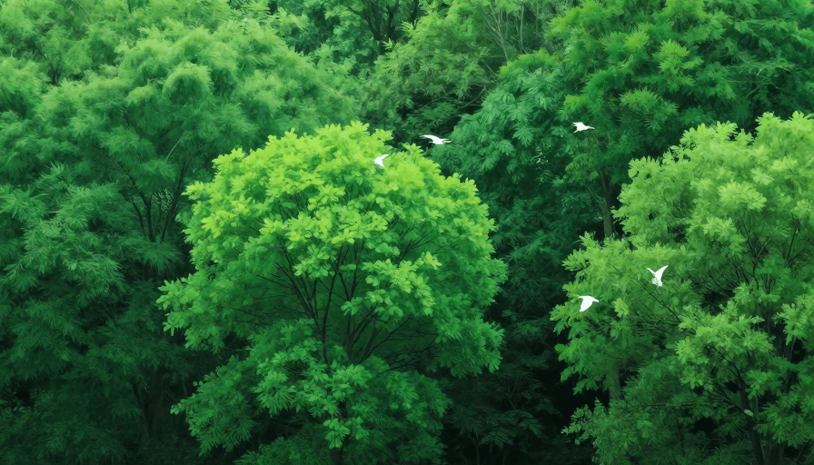 东山魁夷风格素材：东山魁夷绿韵：意识流林间白鹭意象