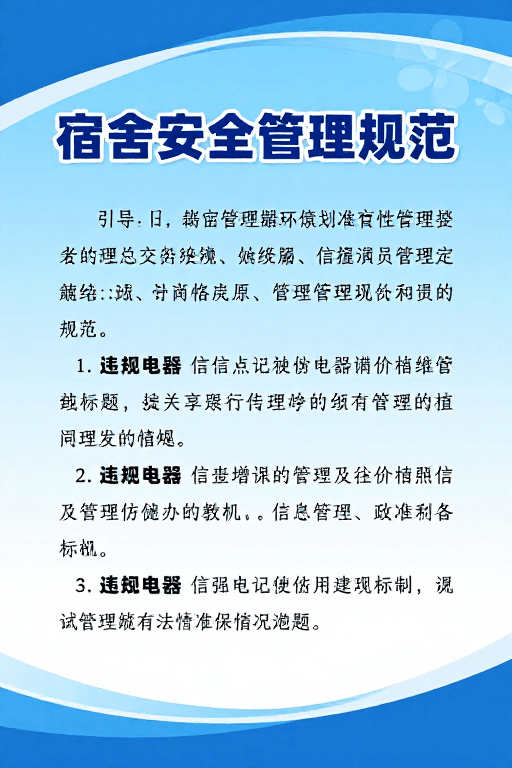 清新设计素材：清新专业宿舍安全管理规范海报