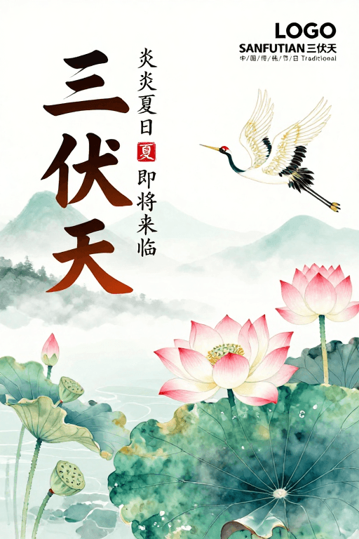 三伏天素材：水墨清雅·三伏天国风海报艺术呈现