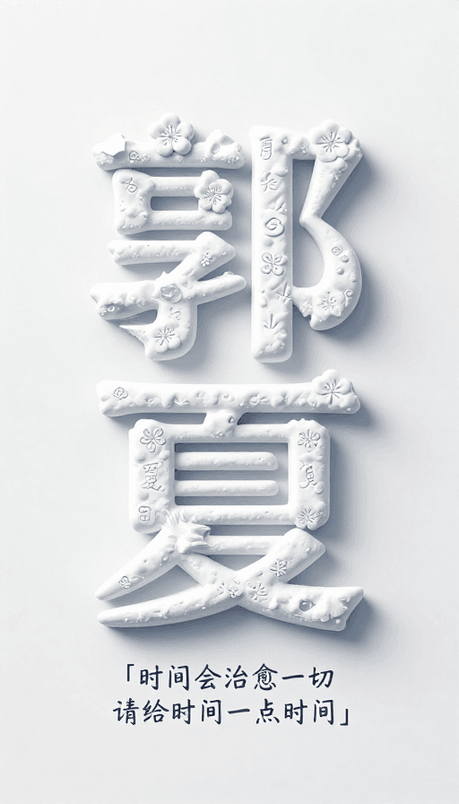 3D设计素材：立体汉字郭夏·冰雪梅花艺术字体设计
