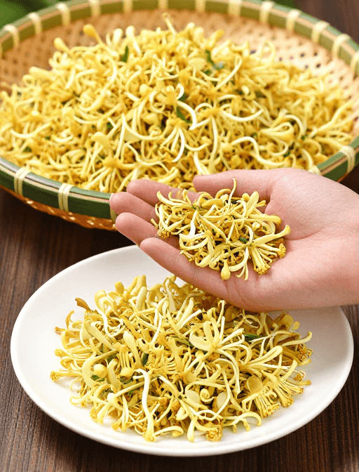 高清画质素材：金黄饱满金银花实拍，清新自然摄影质感