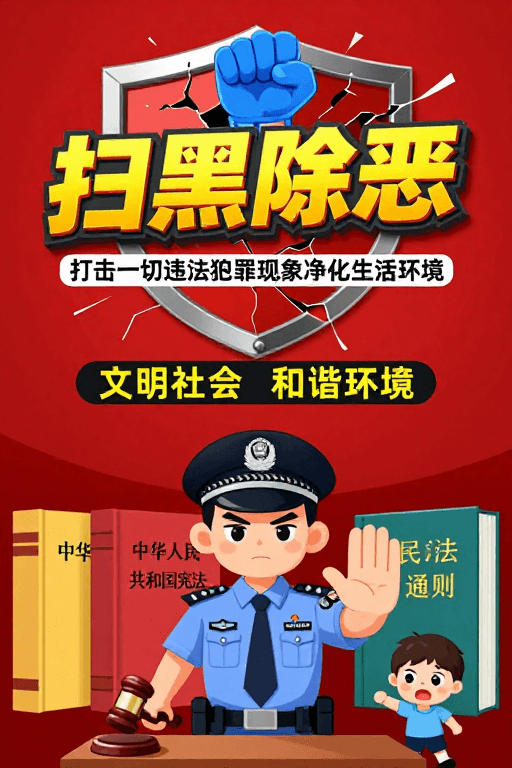 公益海报素材：扫黑除恶 法治护航 净化社会环境