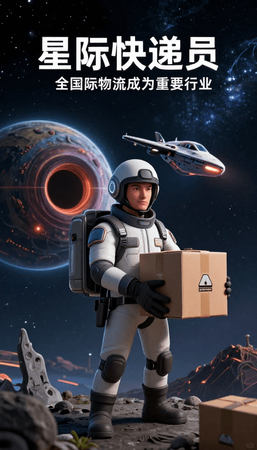 宇宙探索素材：星际快递员穿越黑洞对抗黑暗势力
