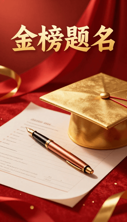 金榜题名素材：红金雅韵·金榜题名高考加油海报