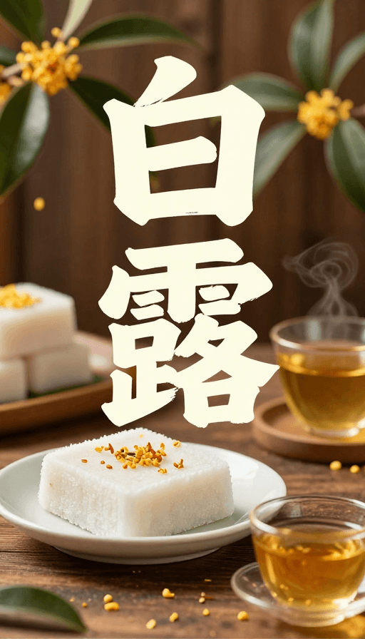 传统插画素材：白露金秋：南京杭州桂花美食风雅韵