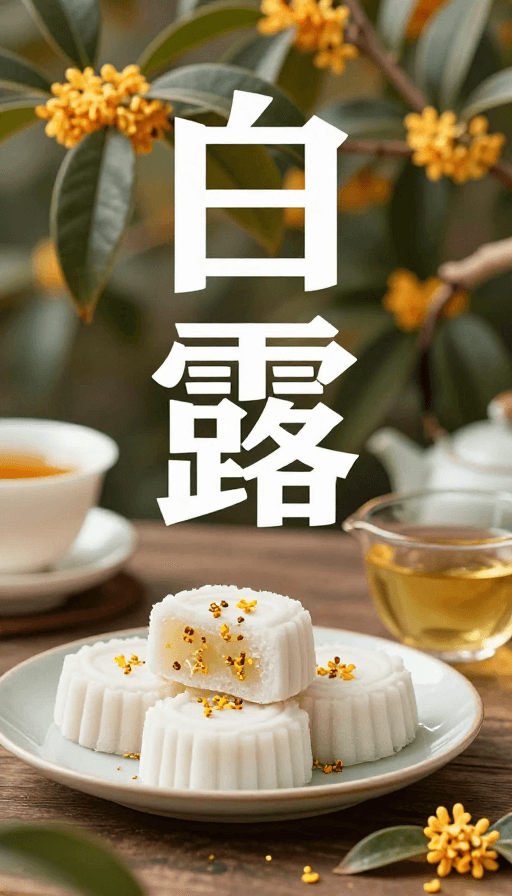 白露节气素材：白露秋韵南京杭州桂花美食字绘