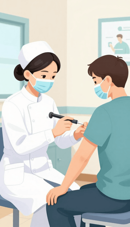 健康教育素材：温馨护士护理病患医疗场景插画