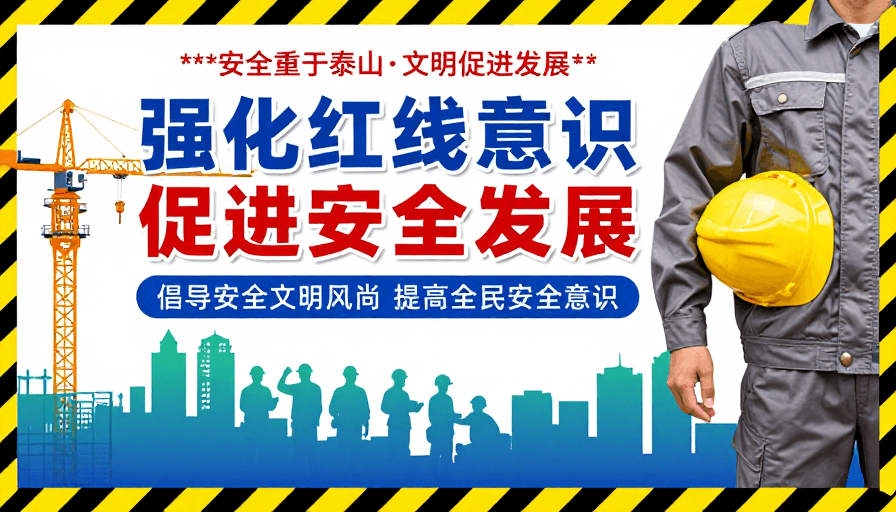 企业形象素材：安全生产强化红线意识 高对比视觉冲击海报设计