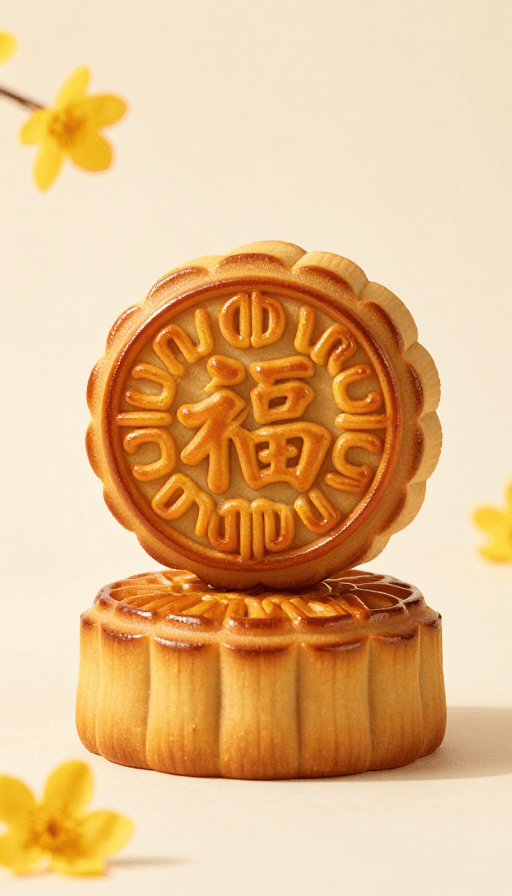 节日美食素材：中秋臻美“福”月月饼光影实拍