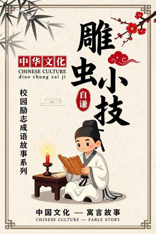 校园励志素材：中国风校园励志：雕虫小技中的谦逊治学精神