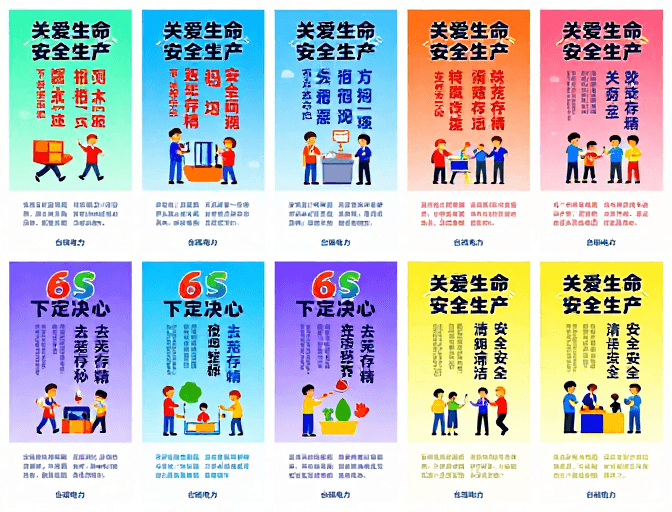 竖版海报素材：安全与6S管理宣传海报：多彩渐变设计
