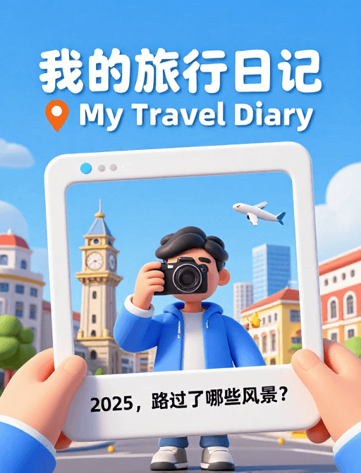 城市风景素材：2025旅行日记：活力插画中的城市风景探索