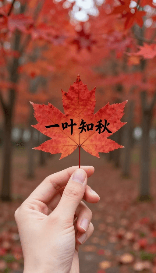 红枫林素材：红叶掌中一叶知秋，秋日实景高清人像