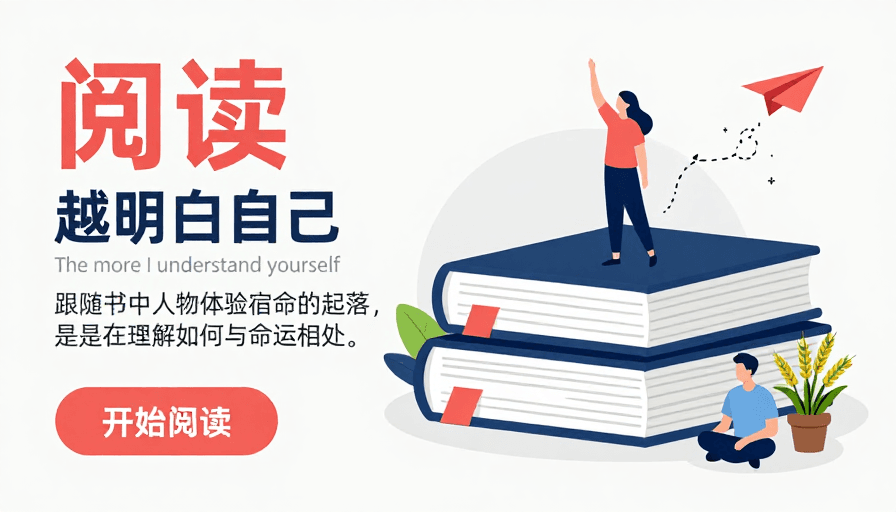 扁平插画素材：静谧书香：阅读中的自我探索