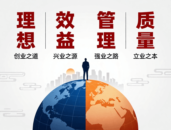企业形象素材：中式现代企业文化海报：全球视野与本土实践融合