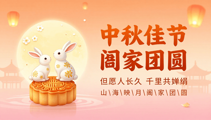 国风插画素材：中秋团圆·温情画卷：玉兔贺节