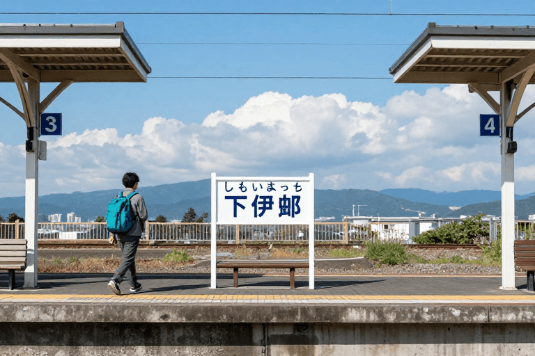 自然光素材：下伊那车站：晴空下的宁静旅途