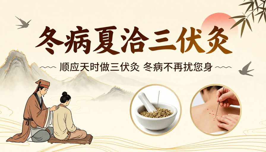 古典风格素材：古典风中医养生：冬病夏治三伏灸海报设计
