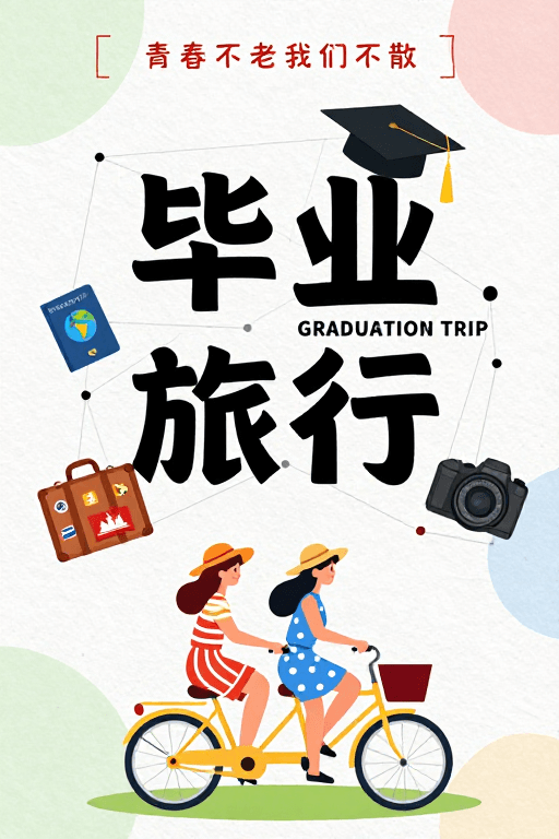 青春纪念素材：清新扁平毕业旅行海报