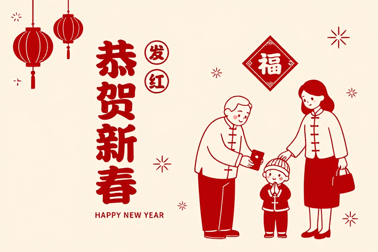 红包元素素材：红白剪纸风新年贺岁背景插画