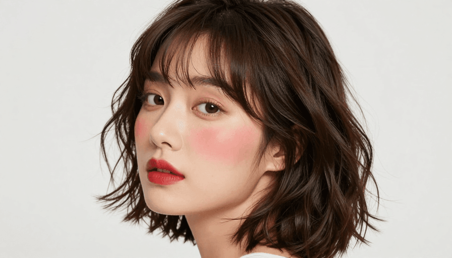 高清人像素材：侧影回眸：暖光下的亚洲女性肖像