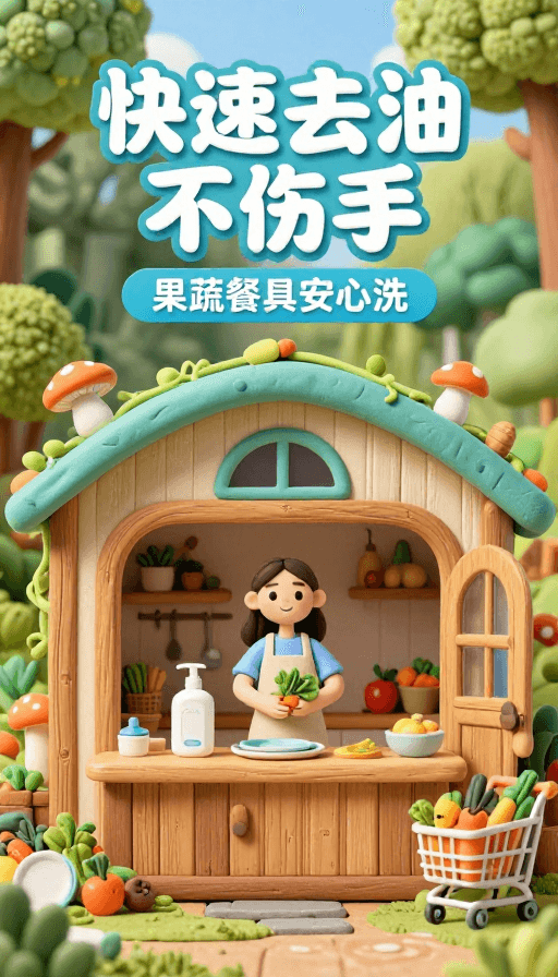 卡通插画素材：清新田园风：轻松去油污护手