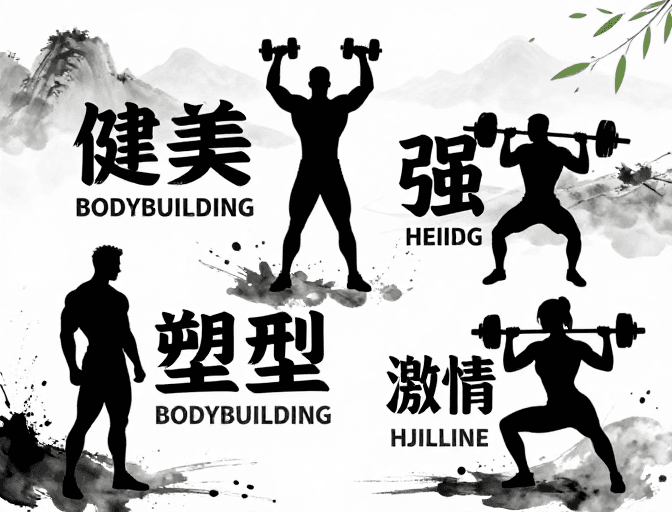 黑白剪影素材：水墨劲力：传统与力量的融合健身海报
