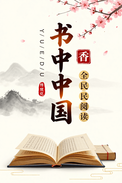水墨风素材：书香中国·春日水墨雅韵海报