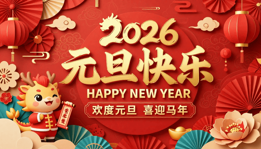 立体书法素材：2026元旦马年贺岁中国风喜庆海报设计