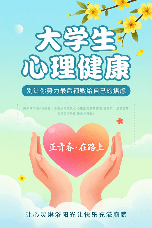 校园海报素材：心灵沐浴阳光：大学生心理健康治愈海报