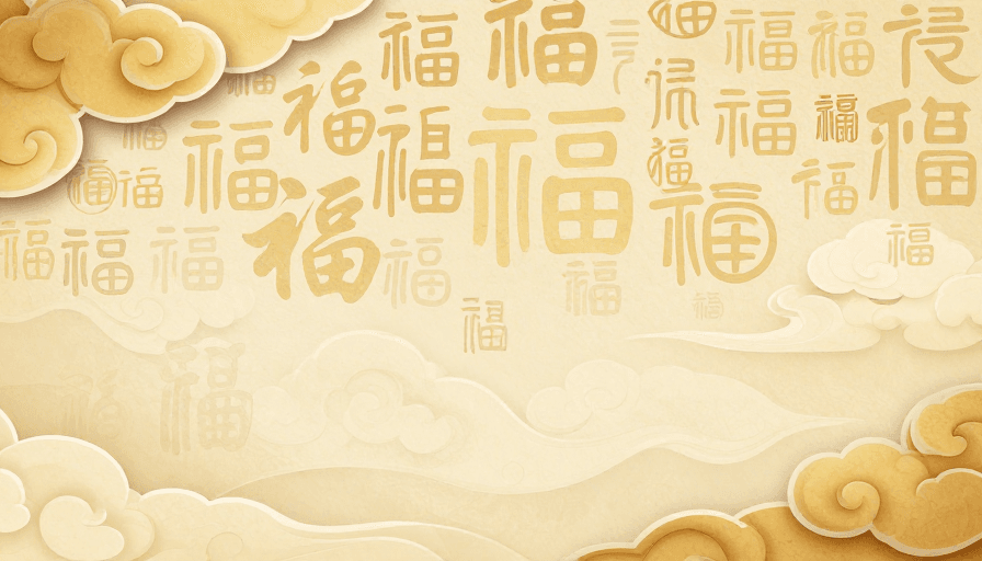 祥云纹样素材：古典祥云“福”字背景：传统与现代设计的完美融合