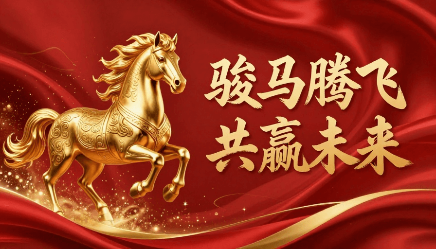 动态效果素材：金骏腾跃庆典主题金色插画