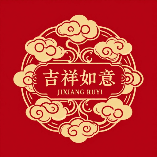 祥云纹样素材：祥云如意徽记：传统吉祥艺术的优雅表达