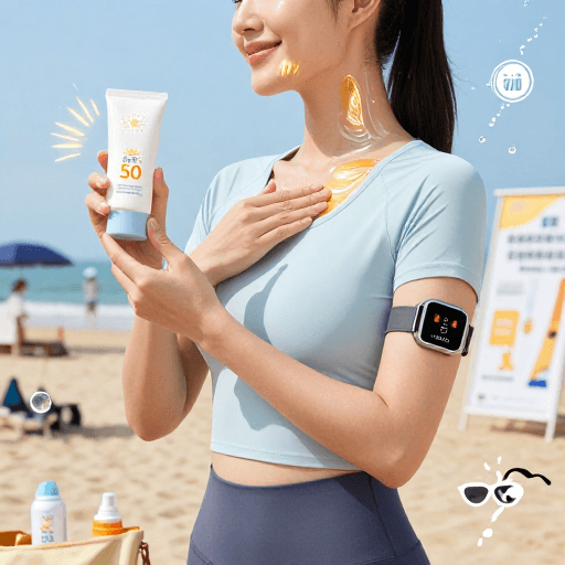 专业摄影素材：夏日防晒实拍：真实肌肤质感与专业防护展示