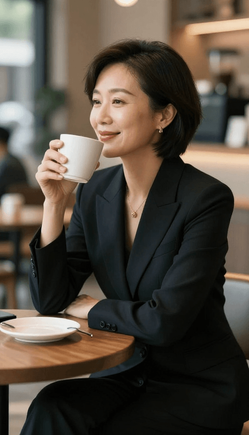 职场女性素材：电影质感：气质中年的咖啡时光
