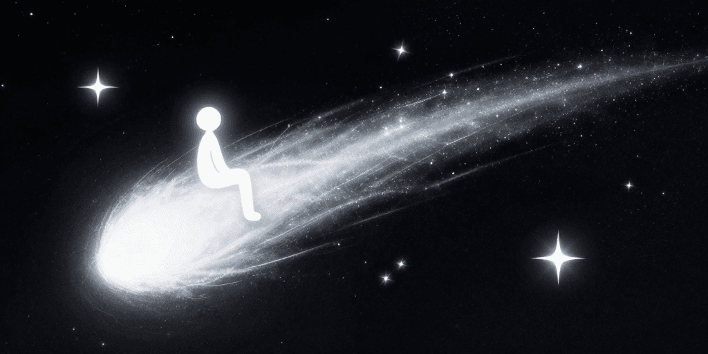 意识流素材：珠光彗星意识流插画：发光小人奇幻意境