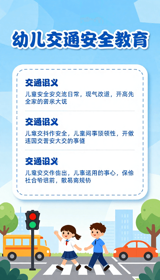 交通宣传素材：童行安全伴童心：幼儿交通教育海报