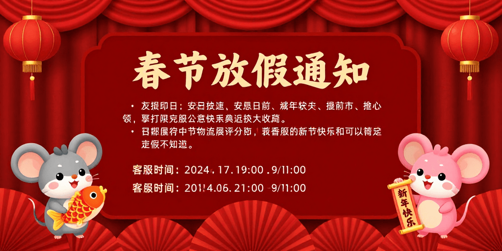 放假通知素材：春节放假通知：喜庆中国风节日海报设计