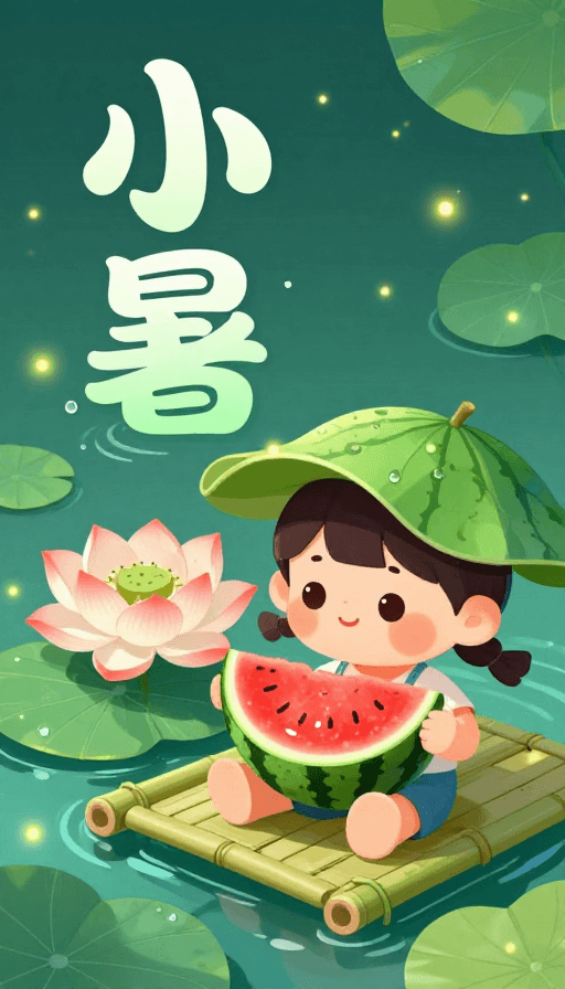 Q版角色素材：清凉小暑·童趣荷塘