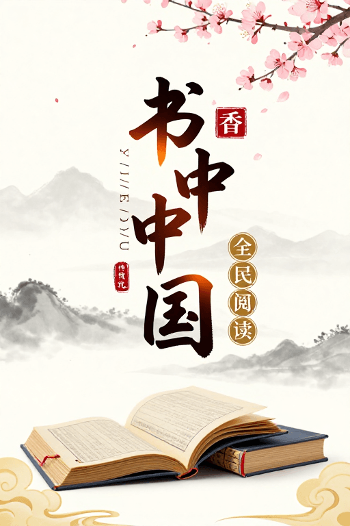 全民阅读素材：中国书香水墨风春日海报