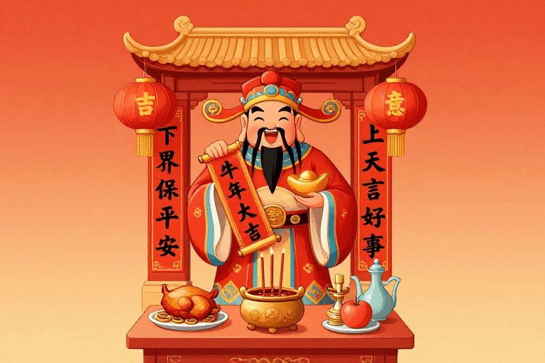 财神爷素材：财神年画插画：牛年喜庆吉祥